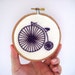 Penny Farthing Bicycle - Wall Wear / Hoop Art - hand embroidered in 4 inch hoop. Purple