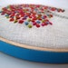 Summer Tree - Hand Embroidered Wall Wear in 6 inch wood hoop. Red, Aqua, Magenta, Citrine & Orange