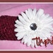 TEXAS A&M White Crystal Gerbera Daisy Hair Flower Clip with Burgandy Crochet Headband