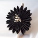 Kanzashi Hair Stick Black and White Fabric Flowers