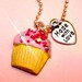 Yummy Pink Mini Cupcake Necklace with Swarovski Crystals
