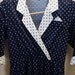 navy and white polka dot dress 70s 80s large xl plus size with lapels