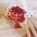 Victorian Lace Wrist Cuff Bracelet - Red and Ivory Flower Wrist Cuff, Victorian Jewelry, Upcycled Jewelry