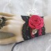 Scarlet Red & Black Victorian Lace Cuff Bracelet, Lace Wrist Cuff, Gothic Victorian Cuff, Victorian Jewelry, Gothic Jewelry