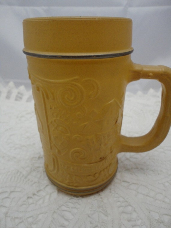 Vintage Mustard Yellow Glass Beer Stein