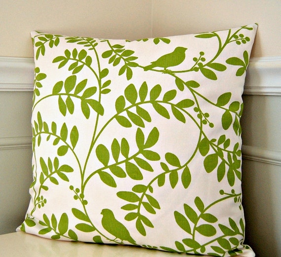 Green Floral Pillow Cover Green And White Throw Pillow 18x18   Il 570xN.243704081 