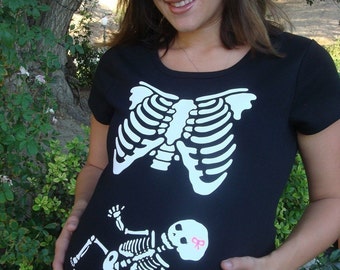 Skeleton Maternity Xray shirt short sleeve Halloween