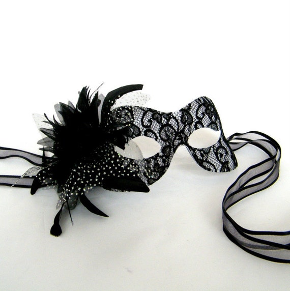 Items similar to Masquerade Mask - Our Foxy Polka Dot Black Lace Masked ...