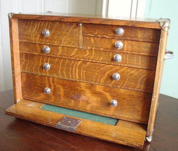 Antique Oak Machinists Tool Chest