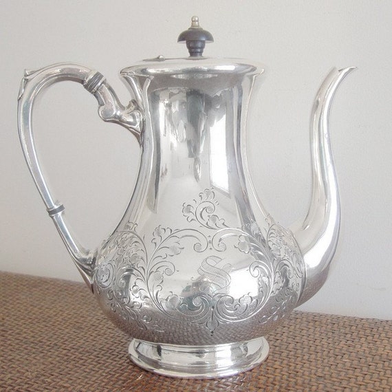 Antique English Silver Teapot S Monogram