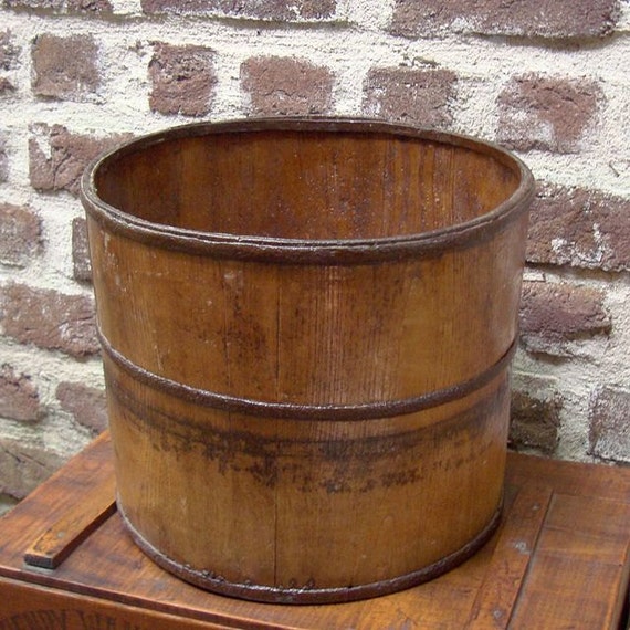 Items similar to Antique Wooden Grain Bucket on Etsy