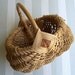 Vintage Egg Basket Handwoven Ribbed Seagrass and Rattan