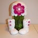 Crocheted Cotton Hat and Booties for 3 Months to 6 months Baby Shower Gift Pink and White Flower or Custom Colors Girl