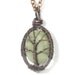 The Extra Tiny Jade Stone Tree of Life Necklace in Antique Copper.
