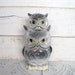 Vintage Totem Pole Owl Piggy Bank Pacific Import Japan Gray 2 owls