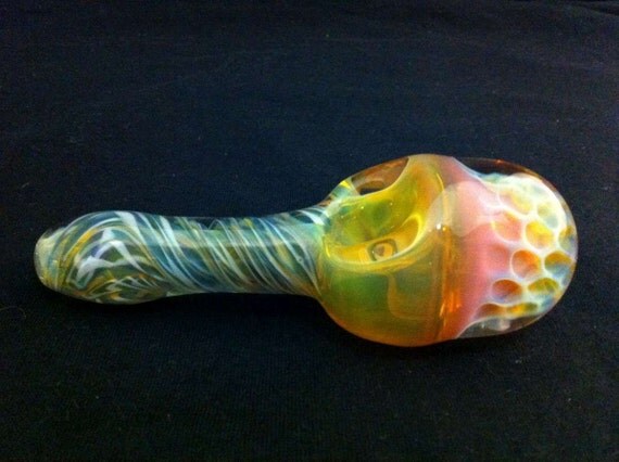 Glass Pipe Inside Out Gold and Silver Fumed Twisted