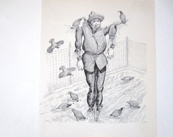 Scarecrow Vintage Book Illustration, Autumn Decor2.3