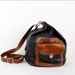 slouchy leather Marino Orlandi bucket bag / HUGE / two tone sling bag
