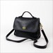 Coach court bag / black leather satchel / top handle cross body messenger