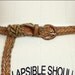 long braided leather belt / peanut brown skinny woven belt