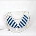 striped leather bag / 80s white & blue leather chevron stripe bag / color block