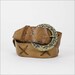 vintage Wrangler leather belt / wide distressed leather / chunky hammered brass buckle