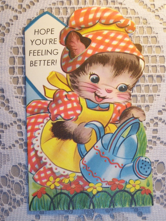 Items similar to Vintage Greeting Card Hope You're Feeling Better on Etsy