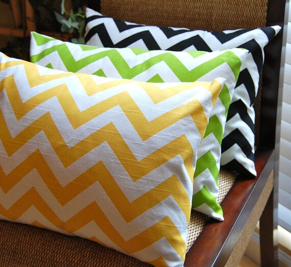 Items similar to Chevron Lumbar Throw Pillow Cover Black Chevron Pillow