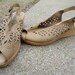 Vintage beige tan filigree cork wedges 6 61/2