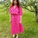 20% off SALE SALE Vintage 80s pink white polka dot shirt midi dress