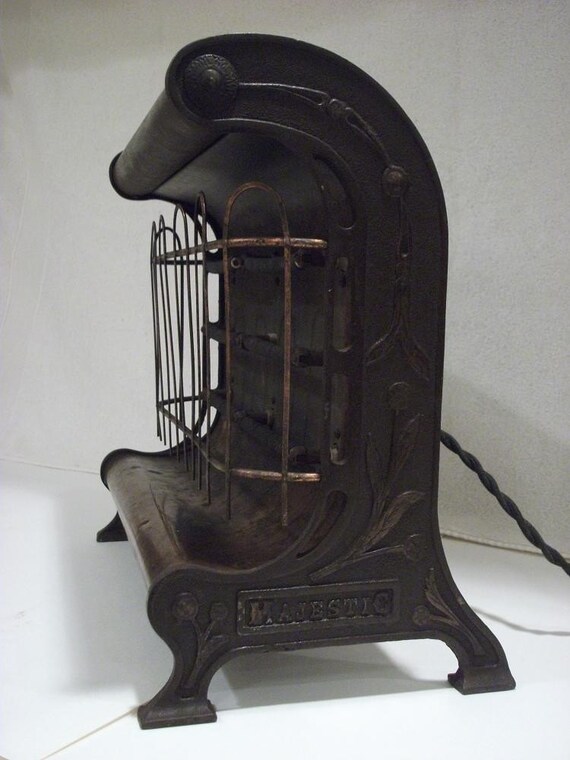 Vintage Electric Heater Brass Cast Iron