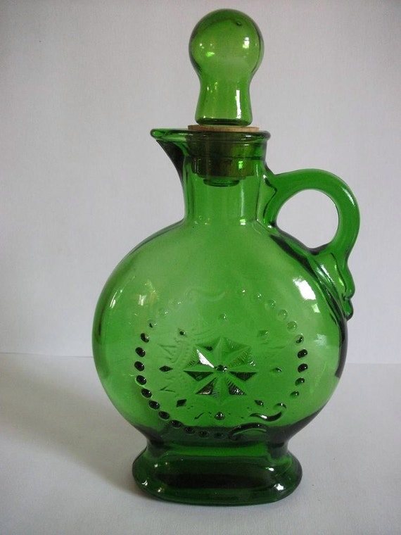Vintage Green Glass Decanter