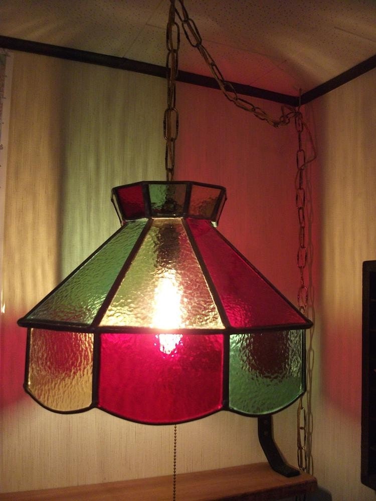 Vintage Stained Glass Hanging Lamp