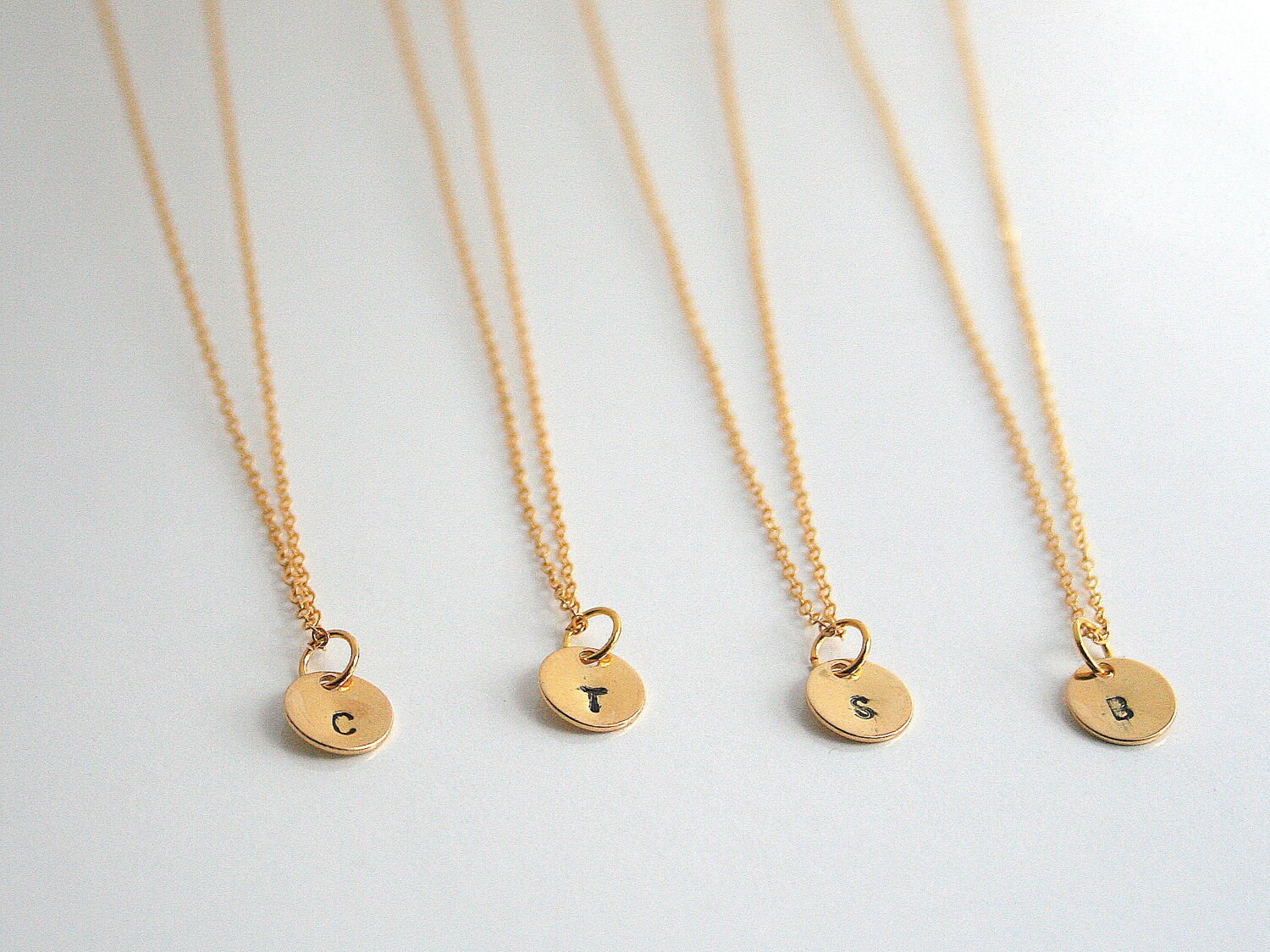 Gold round initial charm personalized necklace GOLD by MCTdesigns