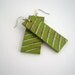 Burgundy and blue striped handpainted green earrings - wood jewelry - eco friendly
