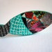 Turquoise Fish brooch - Paper mache eco friendly jewelry fish scale pattern