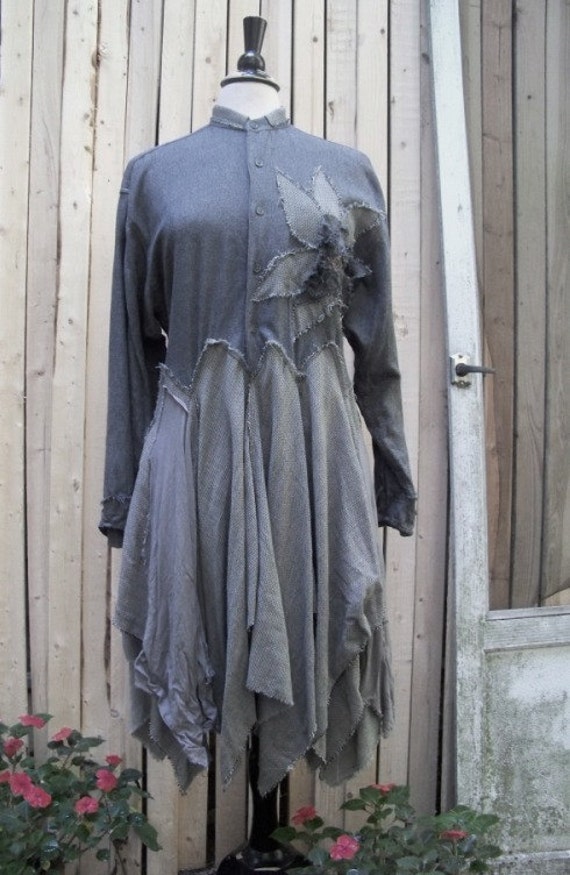 Funky eco-friendly oversized grey dress made from recycled