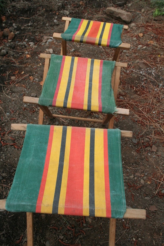 3 vintage camp chairs