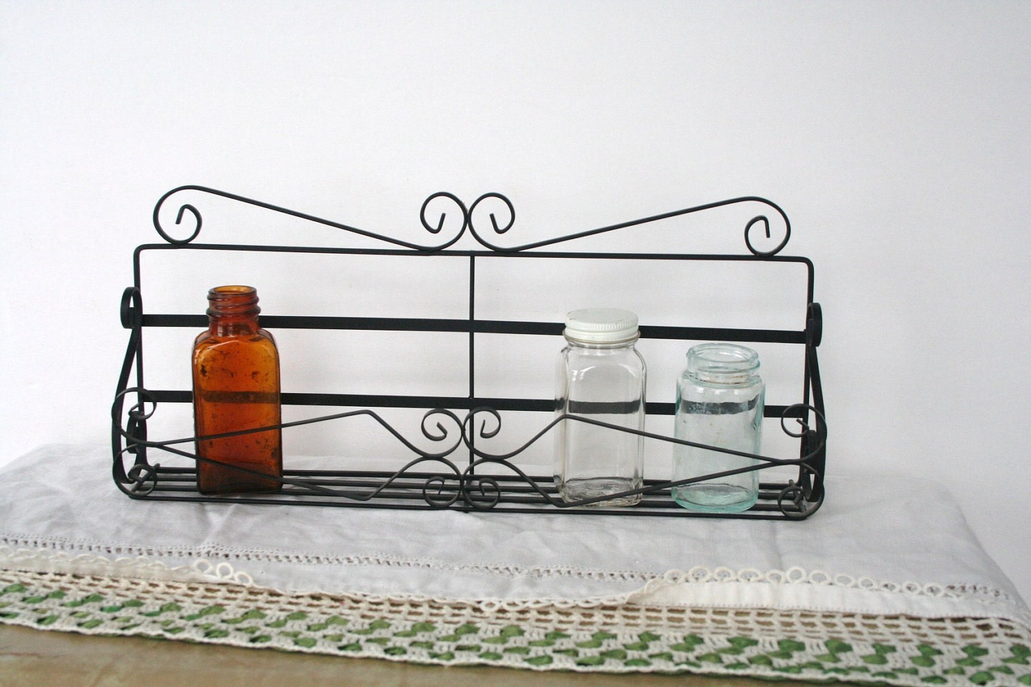 vintage metal spice rack shelf