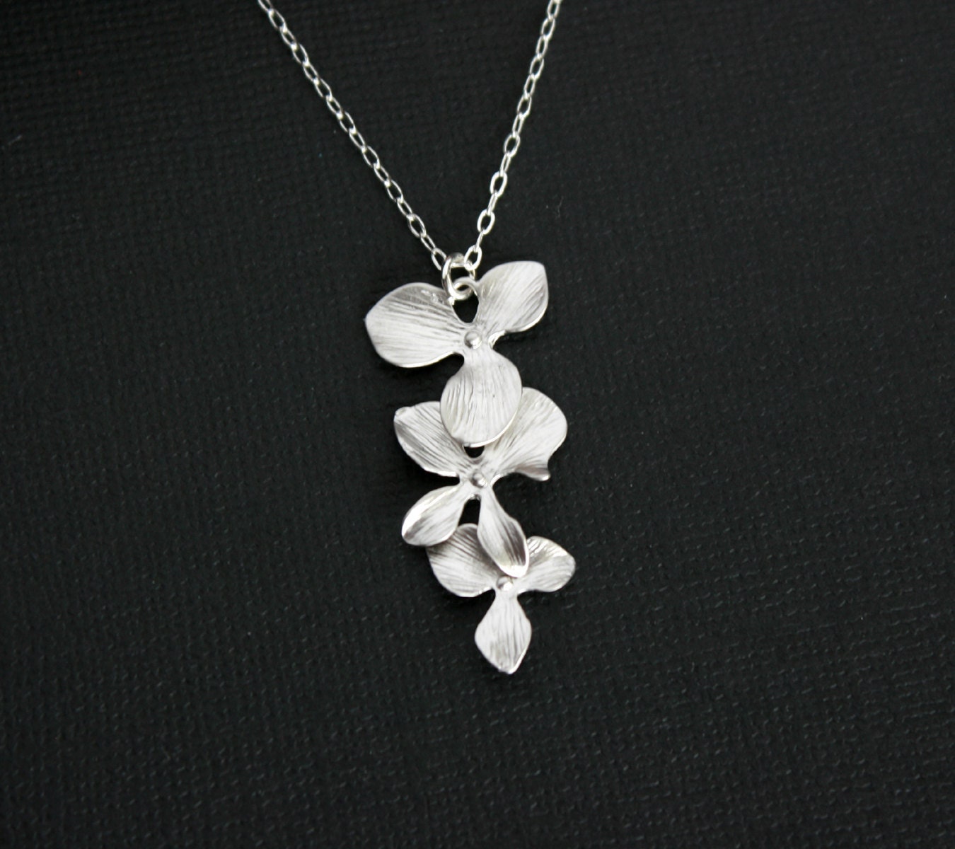 Orchid necklace silver orchid jewelry wedding jewelry by opalj