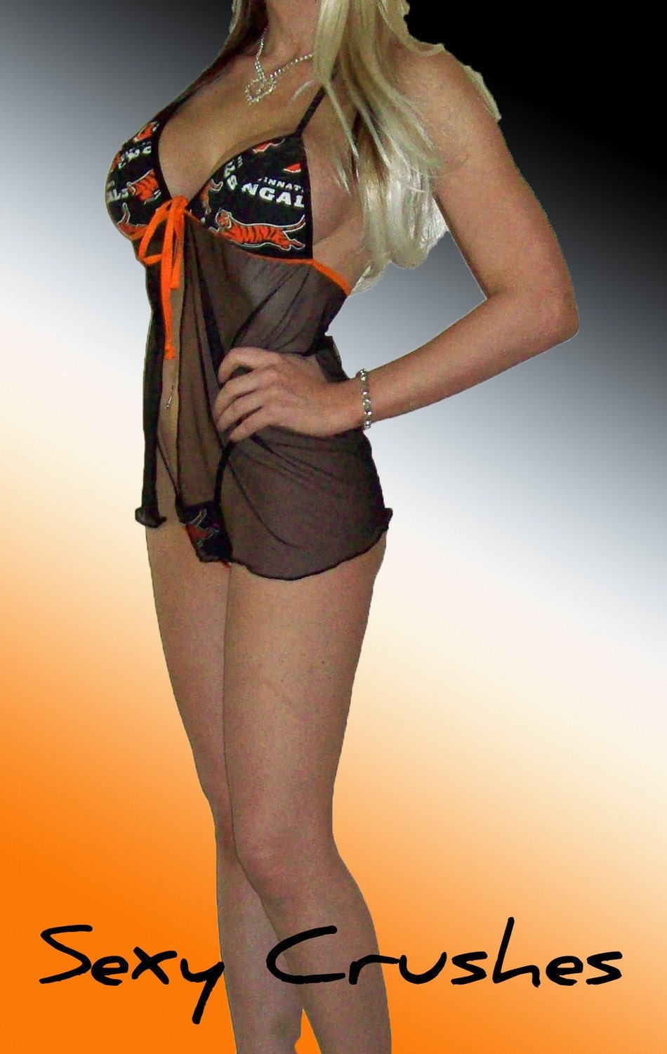 NFL Cincinnati Bengals Lingerie Negligee Babydoll Sexy Teddy