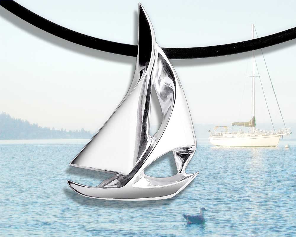 silver sailboat pendant necklace