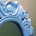 Upcycled Shabby-chic Carved Wooden Mirror in Powder Blue