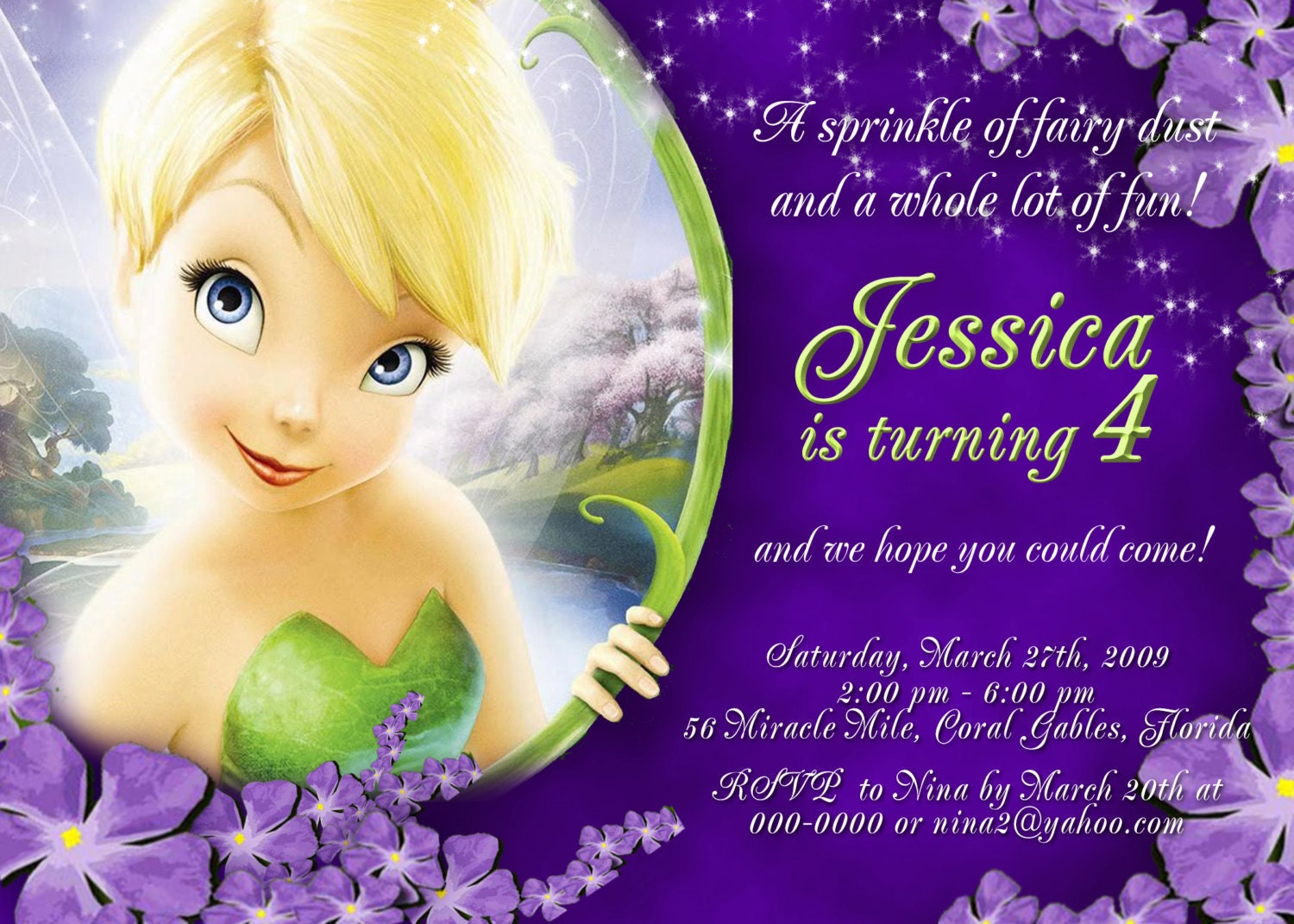 Personalized Tinkerbell Invitations 2