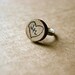 personalized wood tree trunk heart ring