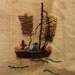 Vintage 1930's Chinese Hand Embroidered Linen Square Small Topper Tablecloth