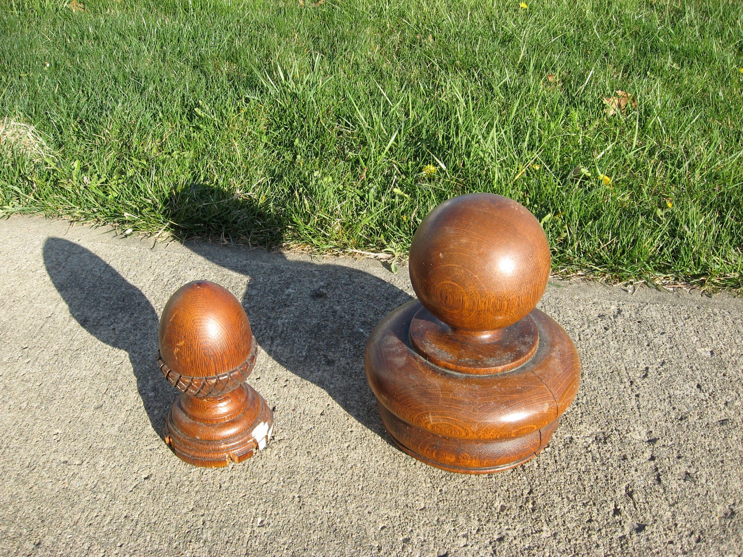 Two Antique Newel Posts Caps