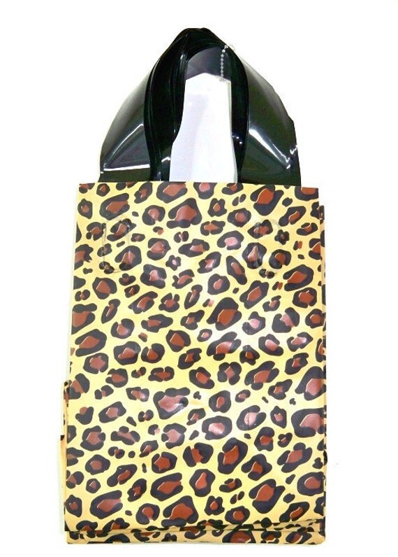 LEOPARD Print 20 Pack Frosted Soft Loop Handle Bags by displaydiva