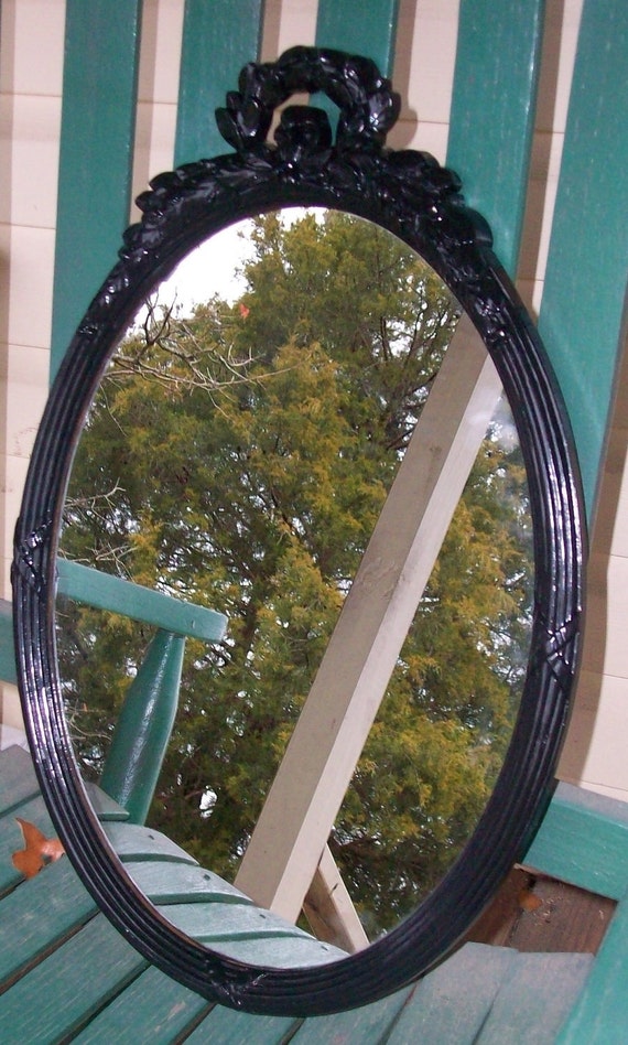 Vintage Black Ornate Wall Mirror by DirtRoadDecor on Etsy
