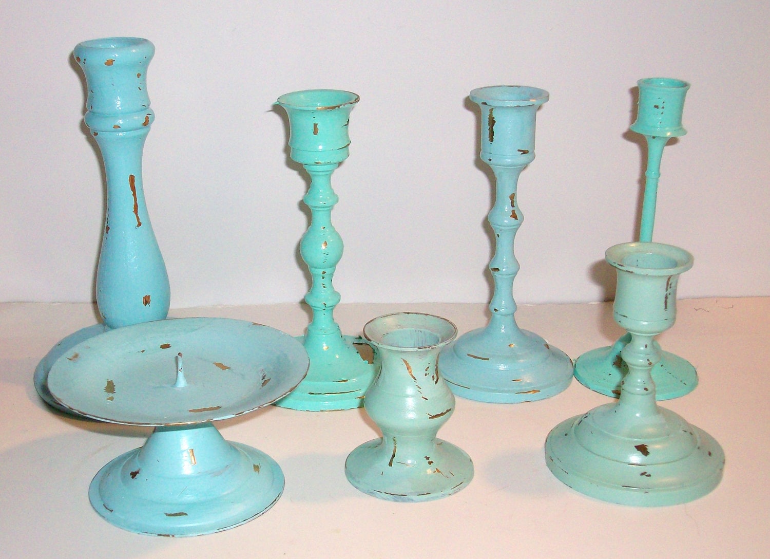 9 Beach Themed Candle Holders Robins Egg Blue Sea Foam Green